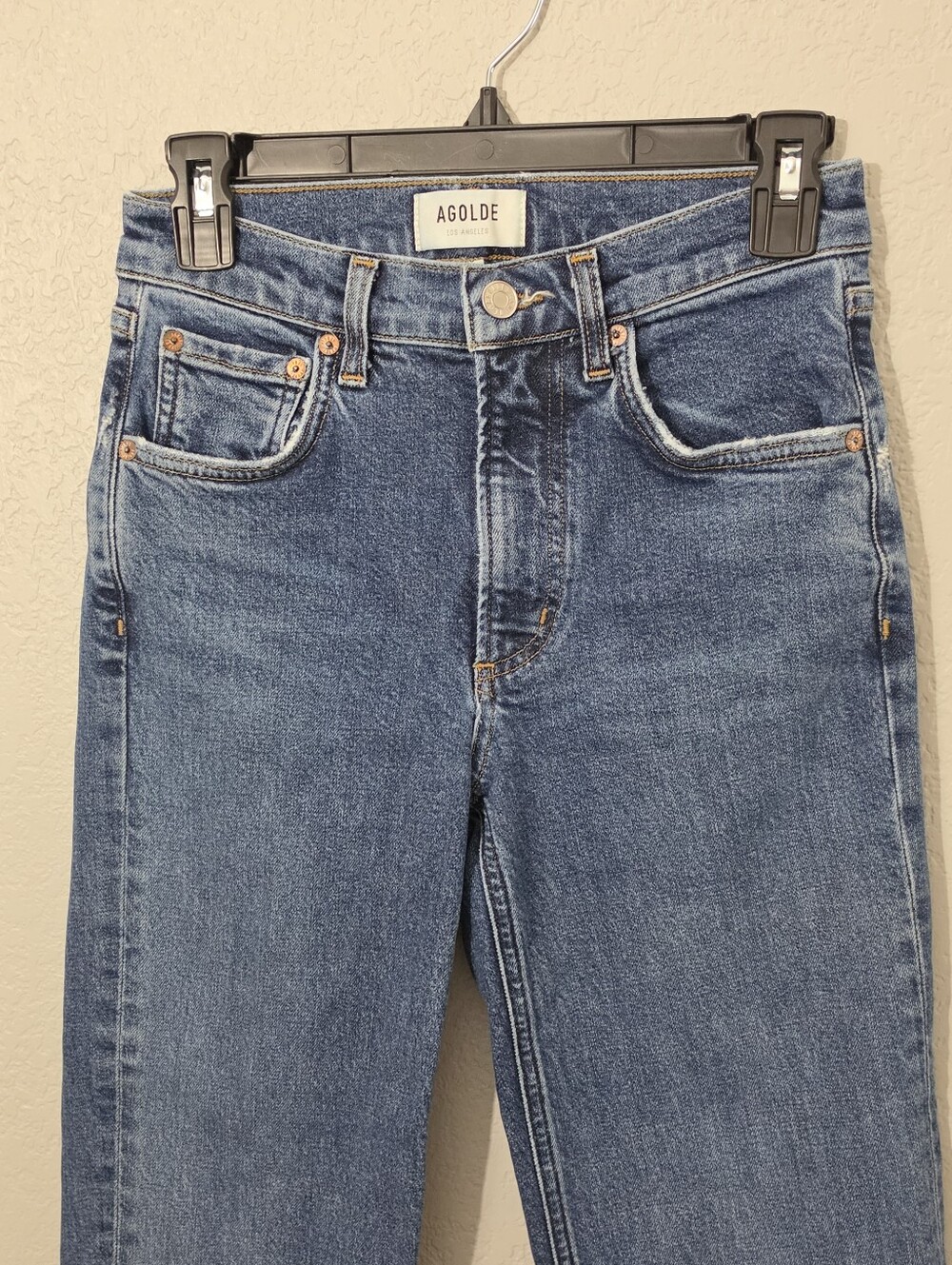 Agolde Kye Mid Rise Straight Crop Ankle Jeans In Mirage Med Wash Womens 23 - Picture 4 of 12